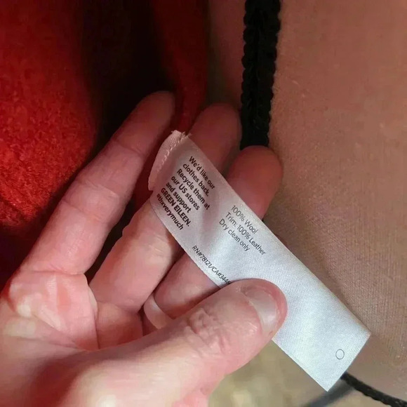 Eileen Fisher Wool Snap Cape Cardigan Jacket Red Orange Lagenlook Leather - Picture 4 of 12